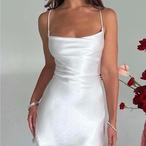 Chic White Satin Mini Dress